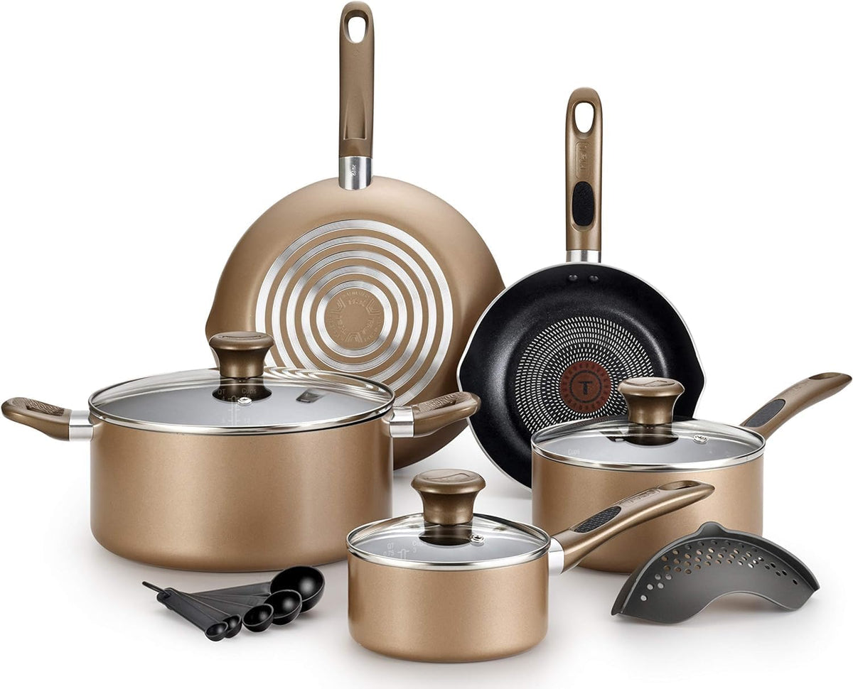 Excite ProGlide Nonstick Thermo-Spot Heat Indicator Dishwasher Oven Safe Cookware Set, 14-Piece